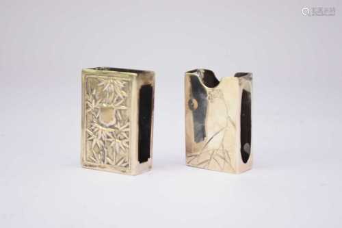 Two Chinese silver matchbox holders