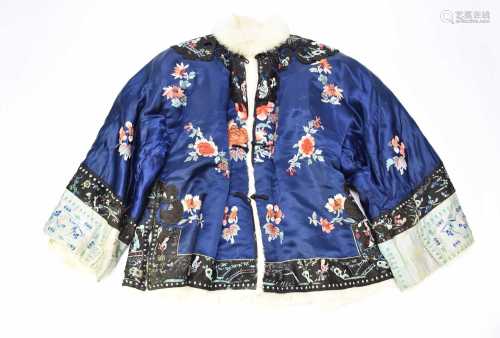 A Chinese embroidered silk winter jacket