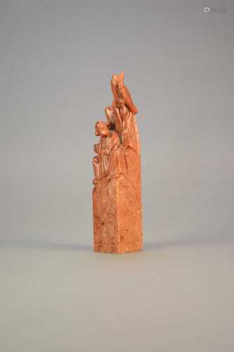 A Chinese soapstone figural seal, Qing Dynasty