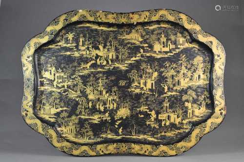 A Chinese export lacquer tray, Qing Dynasty