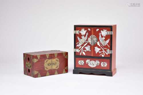 Two Korean lacquered wood jewel cases