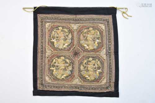 Three South East Asian embroidered panels