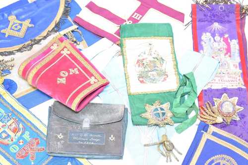 A large collection of Masonic regalia