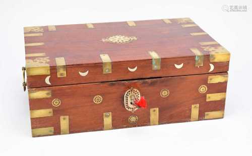A brass-bound mahogany travel writing case