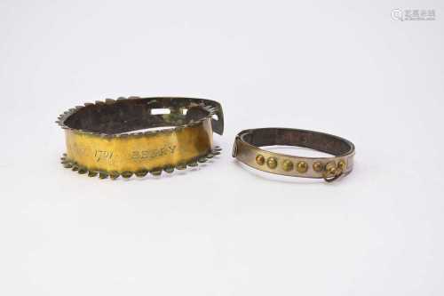 Two 18th-19th century brass dog collars