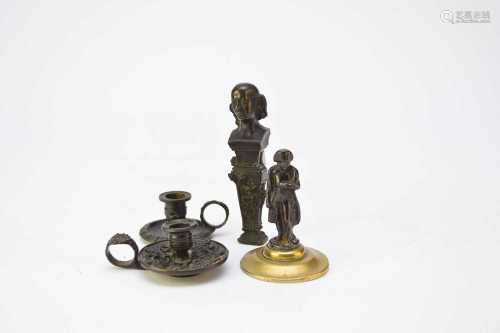 Probably Coalbrookdale, two miniature bronze chambersticks, ...