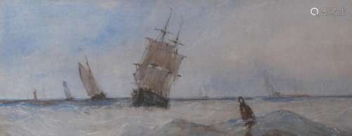 CHARLES BENTLEY (1806-1854) MARINE SCENE Watercolour 9.5 x 2...