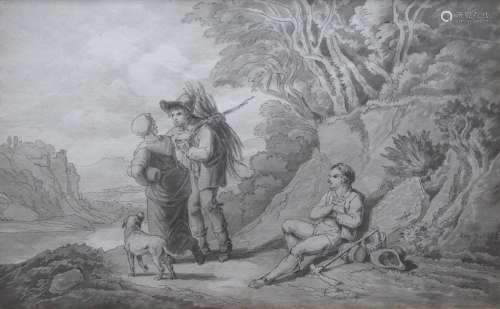 JOHN WHITE ABBOTT (1763-1851) TRAVELLERS BY A RIVER IN A ROC...