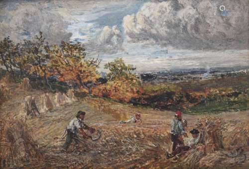 CIRCLE OF JOHN LINNELL (1792-1882) FIELD WORKERS AT HARVEST ...