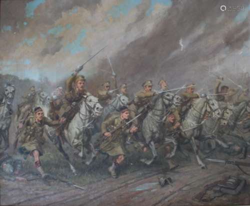 •CONRAD HEIGHTON LEIGH (1883-1958) CHARGE OF SCOTS GREYS AND...