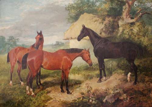 CIRCLE OF JAMES WALSHAM BALDOCK (1825-1898) THREE HORSES IN ...