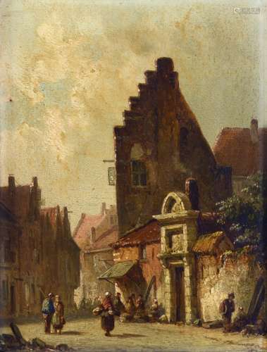 ADRIANUS EVERSEN (1818-1897) FIGURES ON A DUTCH STREET Signe...
