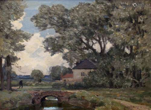 SIR ALFRED EAST, RA (1844-1913) COUNTRY SCENE WITH A FIGURE ...