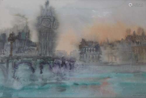 •PETER CURRAN (b.1948) WESTMINSTER, EVENING Signed and inscr...