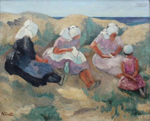 •NORA PATRICIA CURTIS (1891-1953) A BRETON PICNIC Signed, oi...