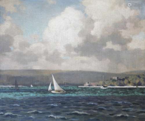 •FRANK JAMESON (1899-1968) SAILING OFF BROWNSEA ISLAND, POOL...