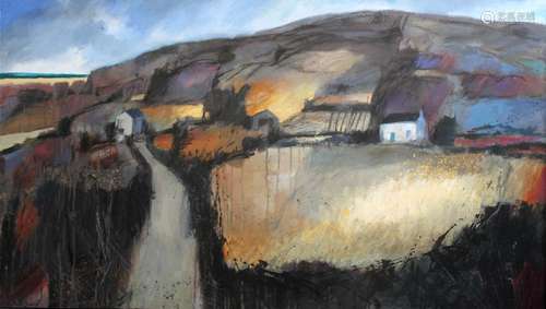 •CHARLIE BAIRD (b.1955) FARM COTTAGES ON AN UPLAND ROAD Sign...