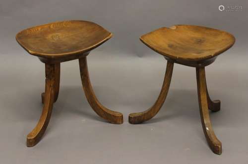 PAIR OF LIBERTY THEBES STOOLS a pair of stools with dish sha...