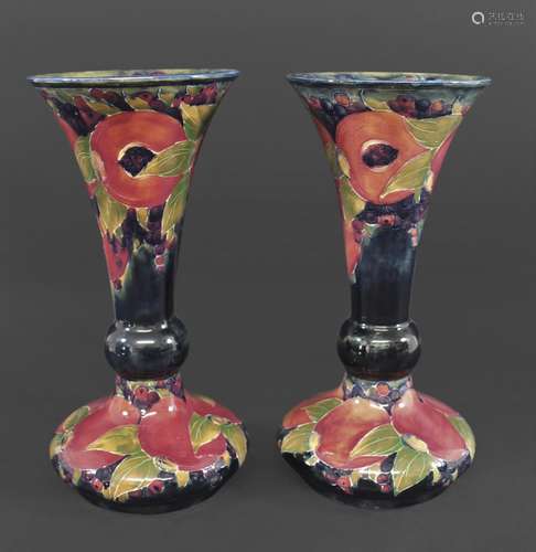 PAIR OF WILLIAM MOORCROFT VASES - POMEGRANATE a large pair o...