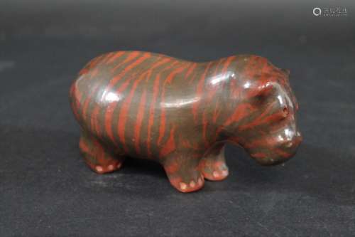 SIDDIG EL NIGOUMI (1931-1996) POTTERY HIPPO - 1988 a small p...