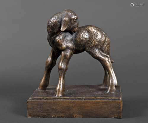 RAYMOND DE MEESTER (BELGIUM 1904-1995) - BRONZE LAMB a bronz...