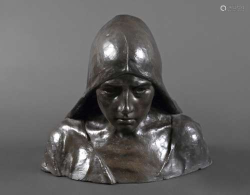 AFTER EMILE JESPERS (1862-1918) - BRONZE BUST OF A LADY a co...