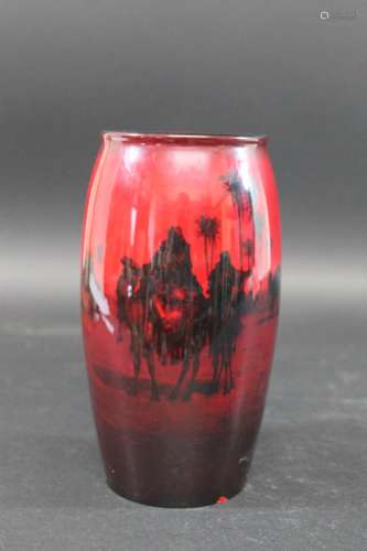 ROYAL DOULTON FLAMBE VASE a flambe vase with a desert scene ...