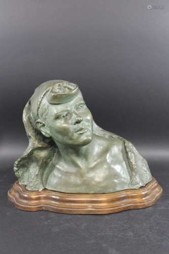 LARGE PLASTER ART NOUVEAU BUST - 1915 a large plaster bust o...
