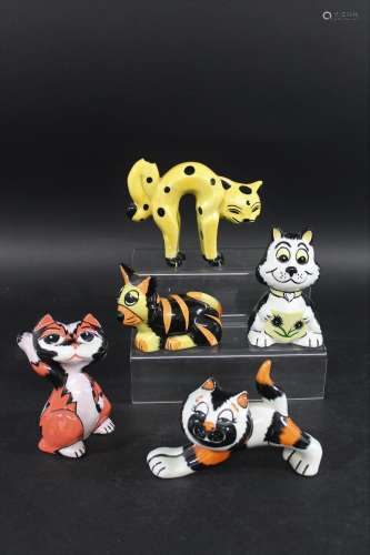 LORNA BAILEY - ART DECO STYLE CATS 5 figures of Cat's, i...