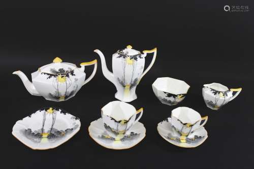 SHELLEY ART DECO PART TEA & COFFEE SERVICE in the Sunset...