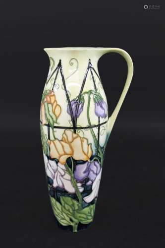 MOORCROFT TRIAL VASE - SWEET PEA a slender jug designed by P...