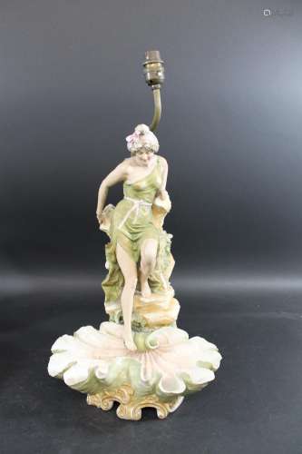 ROYAL DUX LAMP a large porcelain lamp in the form of a lady ...