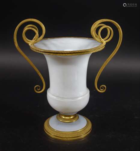 19THC OPALINE & METAL MOUNTED URN probably French, an op...