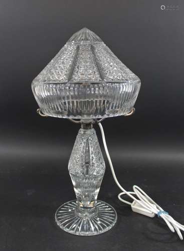 CUT GLASS TABLE LAMP & SHADE - EDISWAN an early 20thc cu...