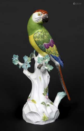 MEISSEN PARROT 20thc, a large figure of Parrot brightly pain...