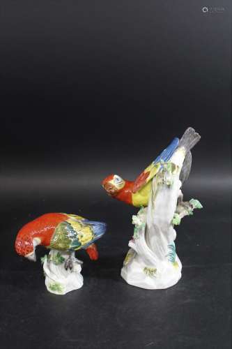 MEISSEN PARROT 20thc, the Parrot hanging from a tree branch ...
