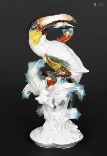 LARGE MEISSEN TOUCAN 20thc, an unusualluy large model of a T...