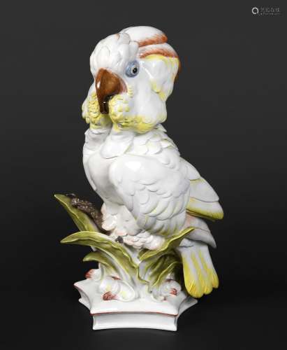 LARGE MEISSEN COCKATOO 20thc, an unusually large model of a ...
