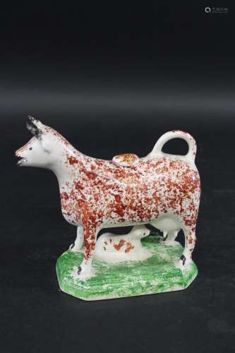 LEEDS CREAMWARE - COW CREAMER a Leedsware cow creamer with c...