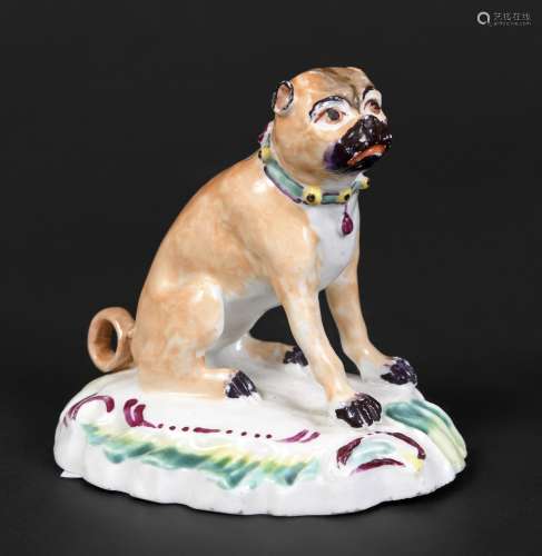 EARLY DERBY PORCELAIN PUG DOG an early 19thc porcelain model...