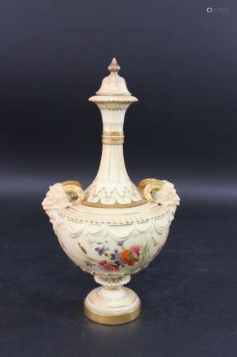 ROYAL WORCESTER BLUSH IVORY VASE the vase with a slender tap...