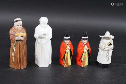 ROYAL WORCESTER CANDLE EXTINGUISHERS including two Monk'...