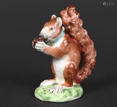 EARLY DERBY PORCELAIN SQUIRREL an early 19thc porcelain mode...