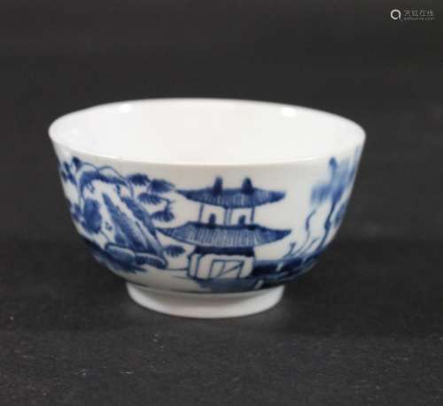 LONGTON HALL TEA BOWL a blue and white porcelain tea bowl, p...