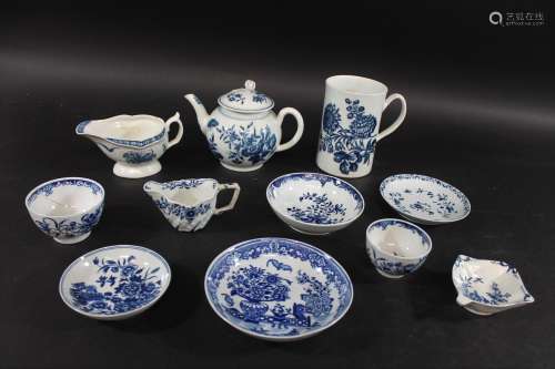 WORCESTER BLUE & WHITE PORCELAIN a collection of 18thc b...