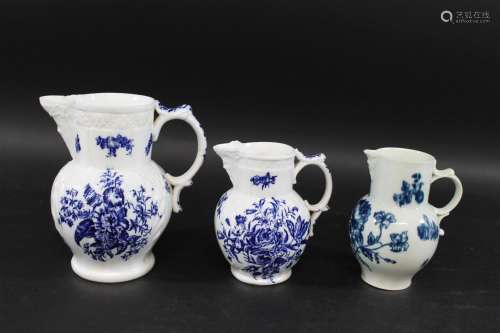 CAUGHLEY PORCELAIN BLUE & WHITE JUGS including two mask ...