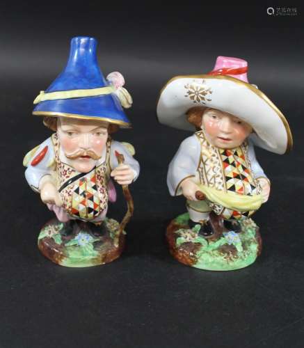 PAIR OF DERBY STYLE MANSION HOUSE DWARVES a pair of porcelai...