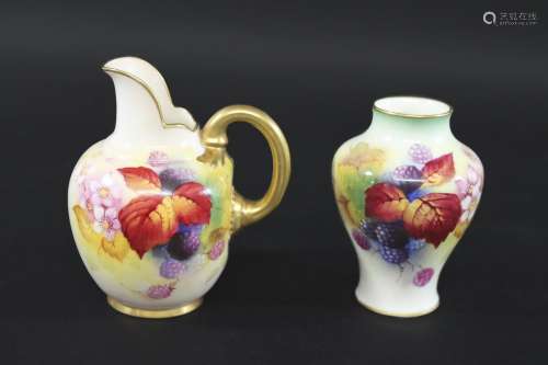 ROYAL WORCESTER SIGNED JUG - KITTY BLAKE a small jug painted...