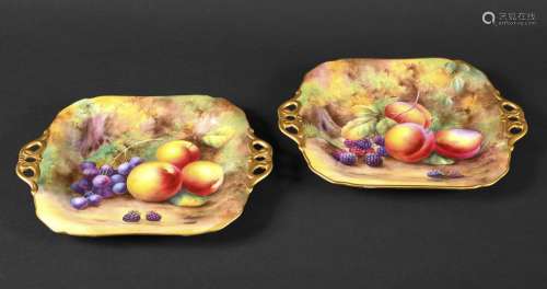 PAIR OF ROYAL WORCESTER SIGNED DISHES - H PRICE each painted...