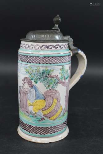 CONTINENTAL FAIENCE POTTERY TANKARD - BEARS DATE '1723&#...